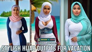 AI Art of Stylish Hijab Outfits for Vacation | AI Model Lookbook