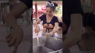 Hardworking Thai Lady Cooking Noodles on Food Truck -Thai Street Food