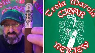 Troia Marcia Cigar Review-Episode 7 (Christmas Special/Black Label Santa Muerte Petite Lancero)