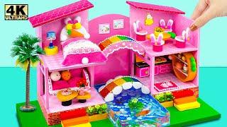 Build Summer Pink House with Mini Aquarium, 2 Rainbow Bridge from Cardboard  ️ DIY Miniature House