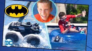 Paxton’s ALL-TERRAIN BATMOBILE pool party prank! | Spin Master Power Zone | Batman Toys For Kids