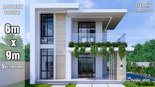 Simple House | House Design idea |  6m x 9m with Swimming pool (5Bedrooms)