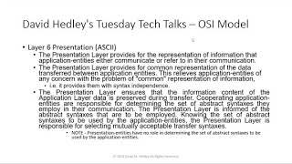 David Hedleys Tuesday Tech Talk OSI Model