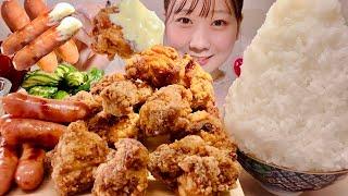 ASMR 唐揚げ チーズウインナー じゃばらきゅうり【咀嚼音/ Mukbang/ Eating Sounds】【日本語字幕】