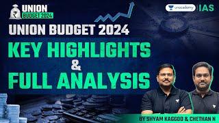 Union Budget 2024-2025 | Key Highlights & Complete Analysis | By Shyam Kaggod & Chethan N