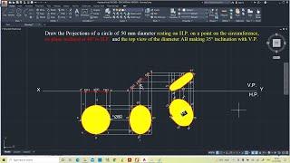 Circular plane Inclined to both the Planes - #AutoCAD #Orthographic #Projections #Drawing