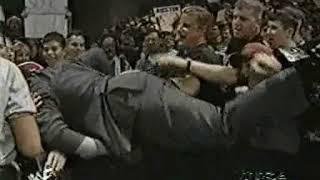 Vince McMahon's hilariously uncoordinated fall into the crowd