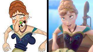 Elsa and Anna with a Giant Nose?! Frozen Characters Gone Crazy! Funny Frozen Redr 
