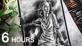 [ASMR No Talking] 6 Hours of Drawing with Charcoal Pencils