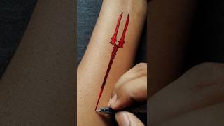 SPEAR OF LONGINUS TEMPORARY TATTOO ON WRIST | Red and Black Gel Pen Art......#tattoo #art #shorts
