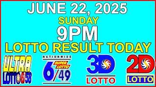 Lotto Result Today 9pm Draw June 22 2025 PCSO