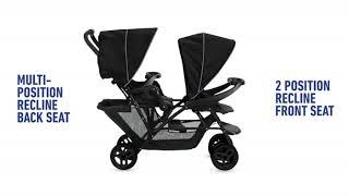 Graco Stadium Duo Click Connect Tandem Double Pushchair/Stroller, Car Seat Compatible, Black/Grey