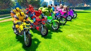 FARBE lernen mit Superhelden Motorräder Golfpark und Polizeiautos für Kinder lustig