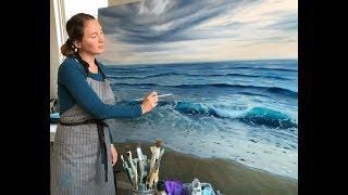 How to Paint the Ocean in Oils - Large Seascape Painting "Beginnings" by Eva Volf