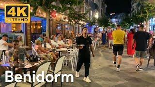 Evening Benidorm, Spain  | Walking Tour 4K 60FPS HDR | June 2024