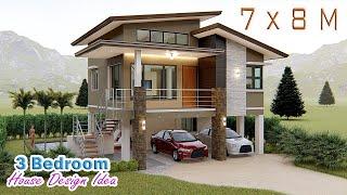 ELEVATED HOUSE DESIGN | 7 X 8 Meters | 3 Bedroom with Loft and Swimming Pool