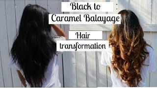 Black to Caramel balayage/ ombre hair transformation