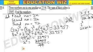 three numbers are to another as 2:3:4. The sum of their cubes is 33957. find the numbers class 8