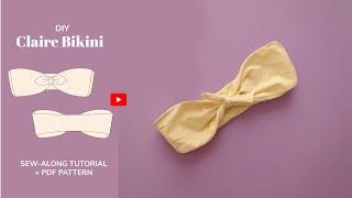 DIY Claire Tie Bandeau Bikini Top Pattern Sew-along Tutorial - tintofmintPATTERNS