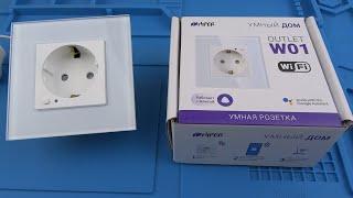 Умная розетка встраиваемая Wi-Fi HIPER W01 EU для круглого подрозетника с голосовым управлением Tuya