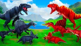 DARK vs RED: Jurassic Dinosaurs Epic Battle | Animal Revolt Simulator Showdown