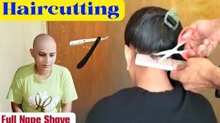 Longhair full headshave || longhair cutting || longhair girl new video ||#haircutting #headshave