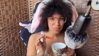 Bunny Girl ASMR! Eating CRUNCHY carrots to give you TINGLES! Whispers and self-esteem chat BINAURAL