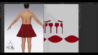 Примерка лекал юбочки с клиньями из неопрена в Clo 3D