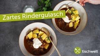 Rindergulasch Perfektion: Mit Paprika & Schmand aus dem Schnellkochtopf | Schnelles Rezept