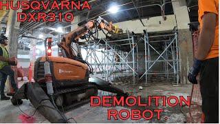 Demolition Robot Removal Of Concrete Mezzanine. Husqvarna DXR310.