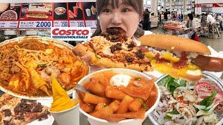 Discover delicacies in Korean Costco food courtTteokbokki, Hot dog, Pizza Mukbang and Shopping