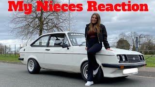 Scaring my niece in my 212bhp Ford Escort RS2000 *harris engine* Reaction video. Mk1/2