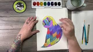 Watercolor Doodle Owl Art Tutorial