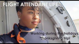 Flight Attendant Life| Come to work with me.. Working the holidays| THANKSGIVING WORK TRIP