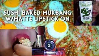 SUSHI BAKED MUKBANG WITH MATTE LIPSTICK ON|LYN DAWN'S MUKBANG SERIES |GCASH GAME