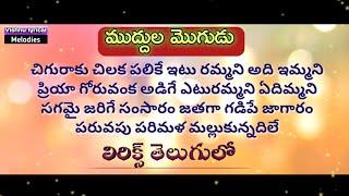 chiguraku chilaka palike song with lyrics/ ముద్దుల మొగుడు/sp balu/vishnu lyrical melodies