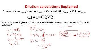 Dilution calculations | Dilution problems | Stock dilutions Biology and chemistry |