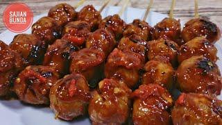 Sate Bakso Bakar Pedas Manis, Bumbunya Juara...