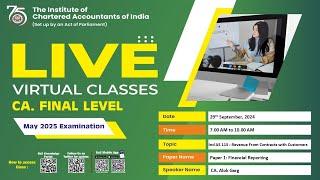 Final Paper 1: FR | Topic: Ind AS 115 : Revenue From Contracts with...| Session 1 | 29 Sep, 2024