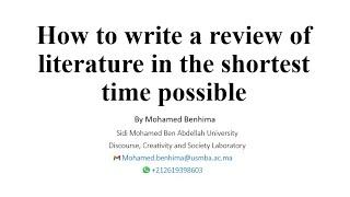 How to write a review of literature fast