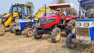 Jcb 3dx Eco Backhoe Loader Machine Loading Red Mud In Mahindra and Swaraj Tractor | Jcb and Tractor