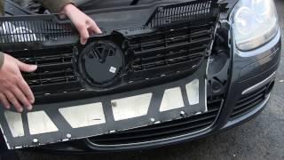 DIY winter front grille foam barrier installation on a diesel