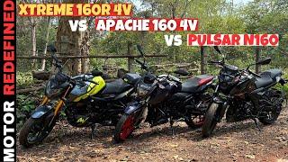 Finally New Bajaj Pulsar N160 Vs TVS Apache 160 4V Vs Hero Xtreme 160R 4V Grand Comparison is Here.