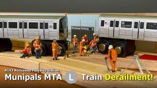 Munipals MTA R143 L Train Derails At Rockaway Parkway Station - Subway Mini Clip