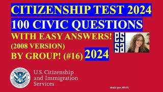 2024 U S  Citizenship Official USCIS 100 Civics Questions 2008 version Repeat Twice By Group