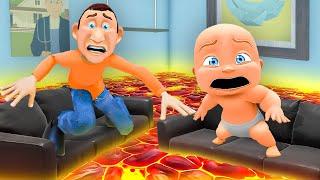 FLOOR IS LAVA with Baby & Daddy!