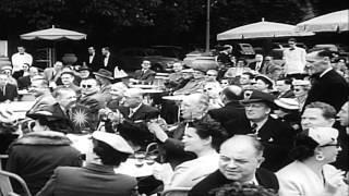 Model parade in park wearing different style dark glasses in France. HD Stock Footage