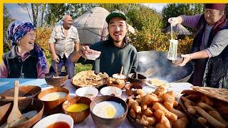 Kyrgyzstan Nomad Village Food  Lamb Samsa + Beef Manti + Traditional Dairy Food