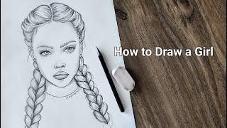 Easy Drawing Step by Step II How to draw a girl II Drawings for girls