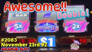 Double Huge Jackpot!! Crystal Star Deluxe Double Nudge Slot Machine at Pala Casino